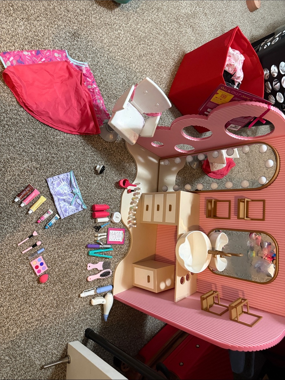 Pink Kids Vanity Playset with Accessories